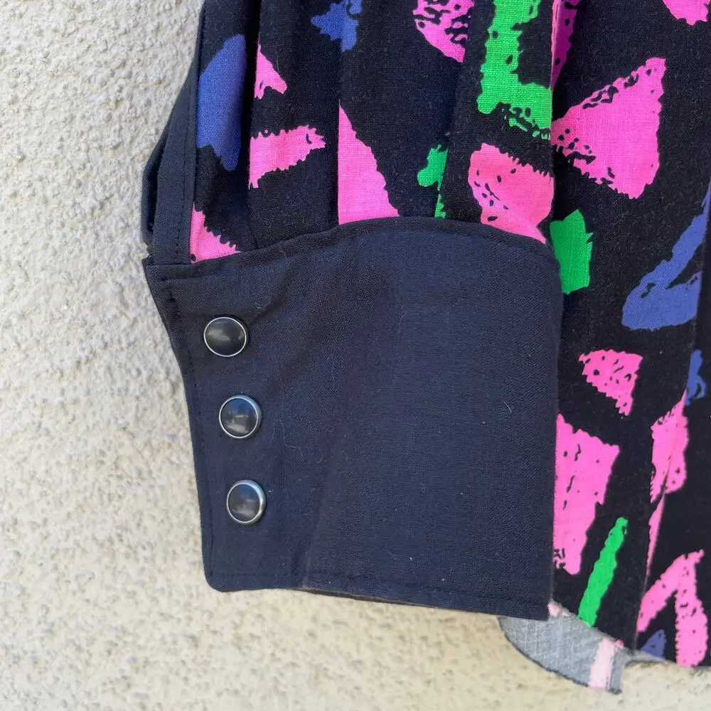 Handmade Black Neon Pink Rodeo Western Shirt Mens Size L/XL